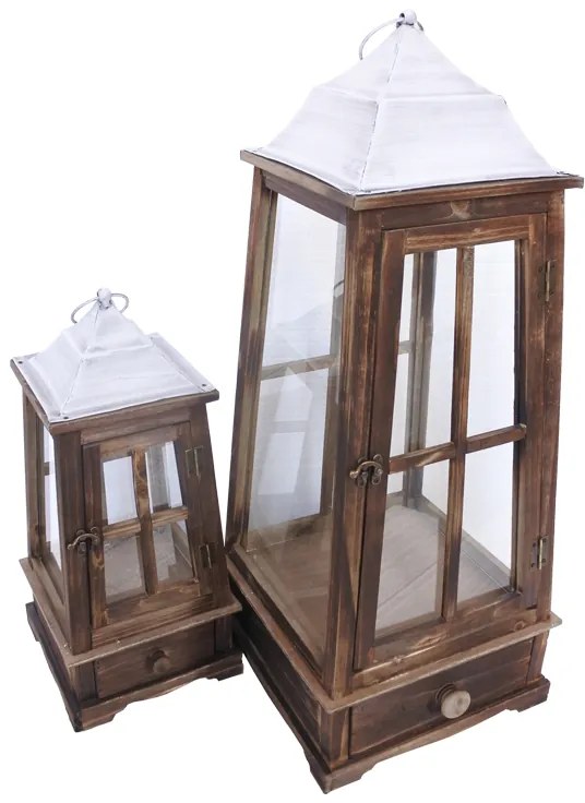 Φανάρια Hally Inart σετ 2τεμ αλουμίνιο σε σκούρη καφέ απόχρωση