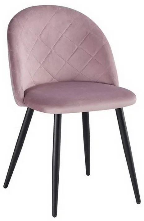 Καρέκλα Bella ΕΜ759,1 50x57x81cm Black Dirty Pink Σετ 4τμχ Μέταλλο,Ύφασμα