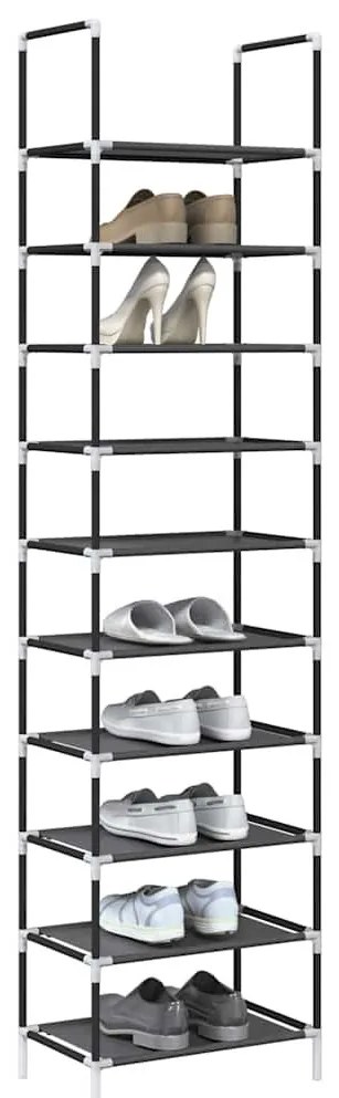 Ράφι παπουτσιών 10 επιπέδων μαύρο 44x28x180 cm - Μαύρο