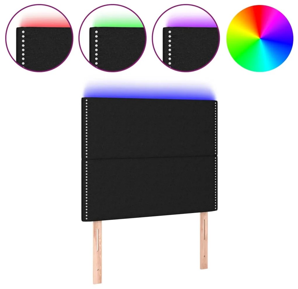vidaXL Κεφαλάρι Κρεβατιού LED Μαύρο 90x5x118/128εκ. Υφασμάτινο