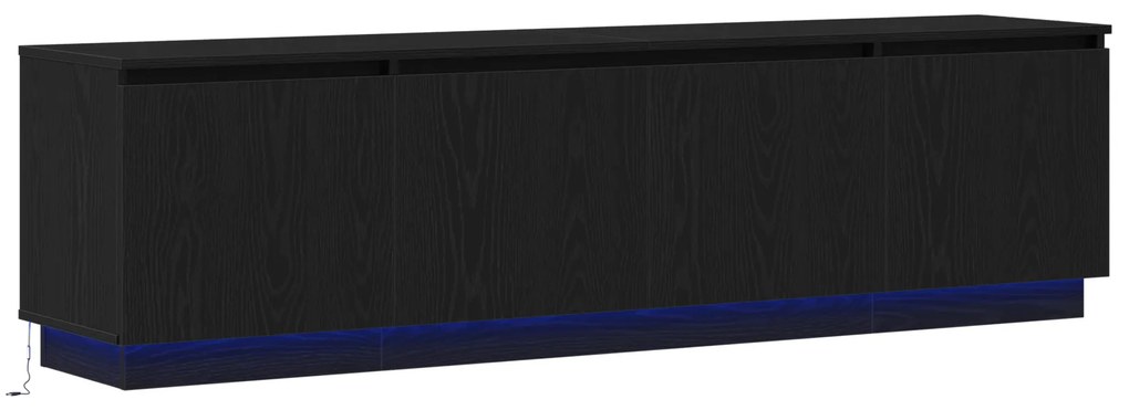 vidaXL Επίπεδο τηλεόρασης με LED Μαύρη Δρυς 180x38x49 εκ. Κατασκευασμένο ξύλο