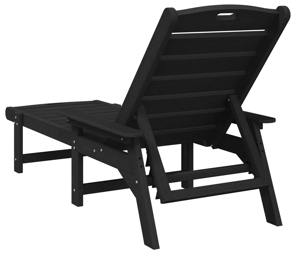vidaXL Ξαπλώστρες 2 τεμ Μαύρη 162x53x98.5 εκ HDPE