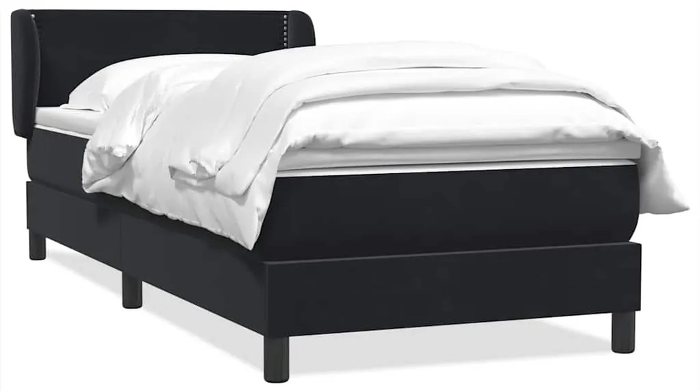 vidaXL Κρεβάτι Boxspring με Στρώμα Μαύρο 90x210 εκ. Βελούδινο