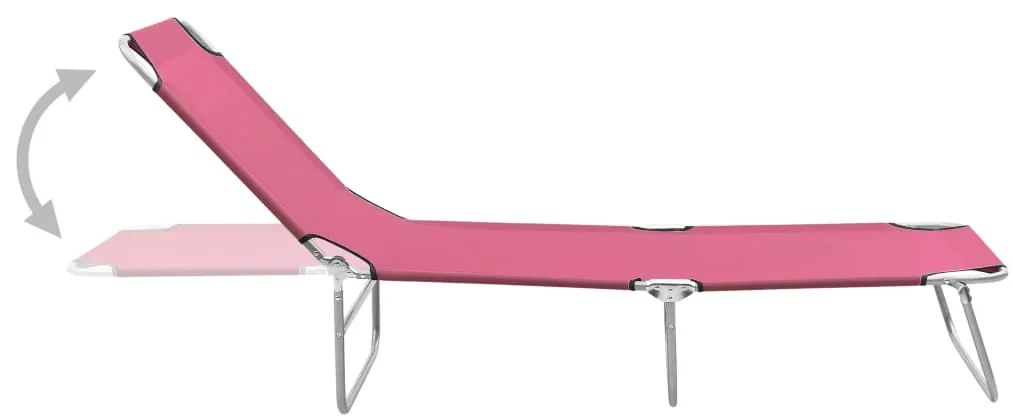 vidaXL Ξαπλώστρα Πτυσσόμενη Ροζ από Ατσάλι / Ύφασμα