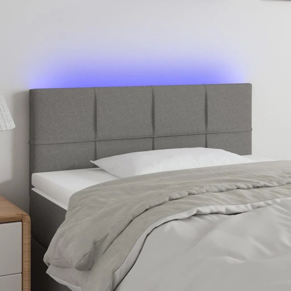 Κεφαλάρι Κρεβατιού LED Σκούρο Γκρι 90x5x78/88 εκ. Υφασμάτινο 3121595