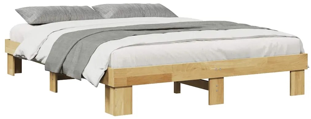 vidaXL Πλαίσιο κρεβατιού χωρίς στρώμα 140x200 cm μασίφ ξύλο δρυς