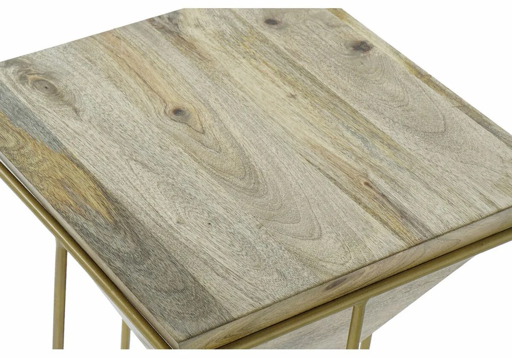 Βοηθητικό Τραπέζι DKD Home Decor Μέταλλο Ξύλο από Μάνγκο (40 x 40 x 45 cm)