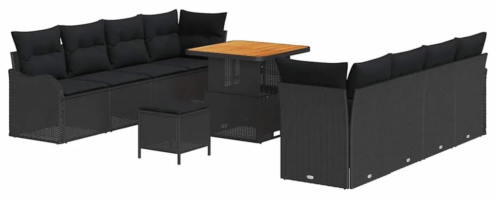 vidaXL Σετ Καναπέ Κήπου με μαξιλάρι 11 pcs Μαύρο συνθετικό ρατάν