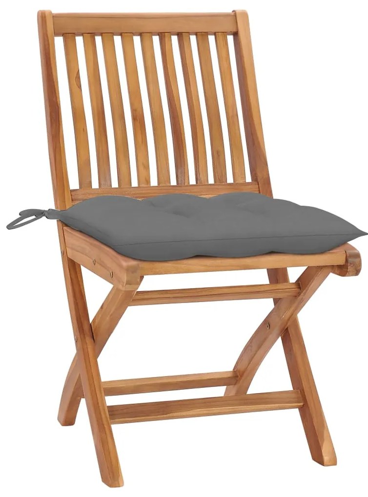 vidaXL Καρέκλες Κήπου Πτυσσόμενες 4 τεμ. Μασίφ Ξύλο Teak με Μαξιλάρια