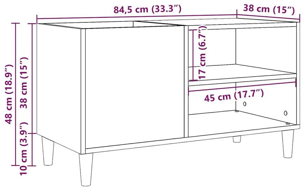 ντουλάπι δίσκων Δρυς τεχνίτης 84,5x38x48 cm Κατασκευασμένο ξύλο - Καφέ