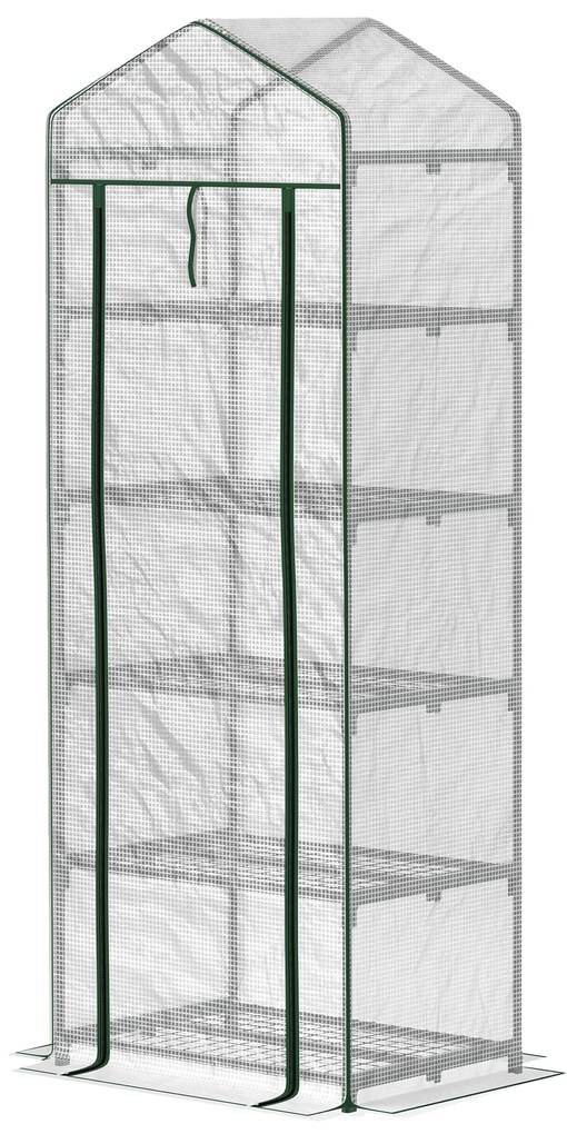 Outsunny Μίνι Θερμοκήπιο για Λουλούδια ή Λαχανικά, Ατσάλι, Πλαστικό, 69L x 49W x 193H cm, Λευκό