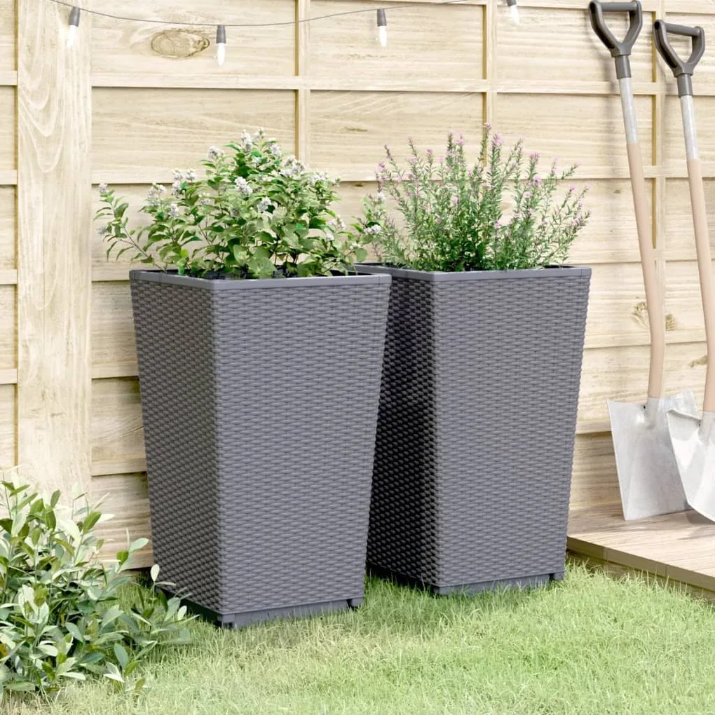 vidaXL Ζαρντινιέρες Κήπου 2 τεμ. Μπλε Γκρι 32,5x32,5x57 εκ. Πολυπροπυλένιο