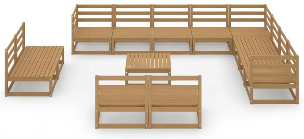 vidaXL Σαλόνι Κήπου Σετ 13 Τεμαχίων Καφέ Μελί από Μασίφ Ξύλο Πεύκου