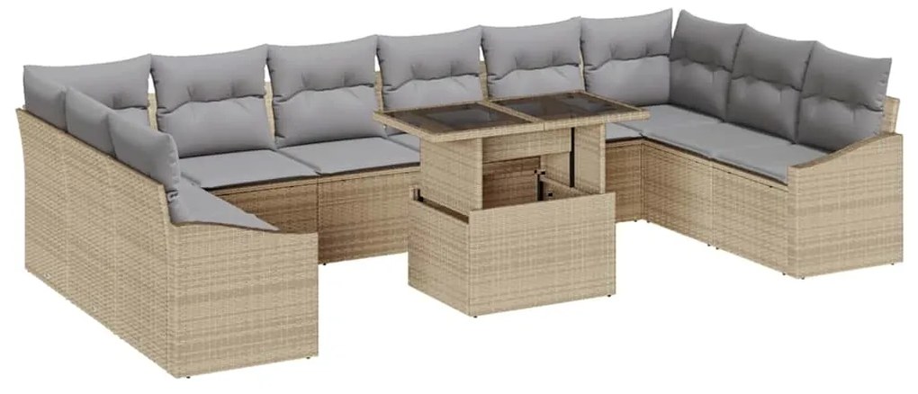 vidaXL Σετ Καναπέ Κήπου 11 pcs Μπεζ, Ανοιχτό Γκρι 100 x 55 x 73 εκ.
