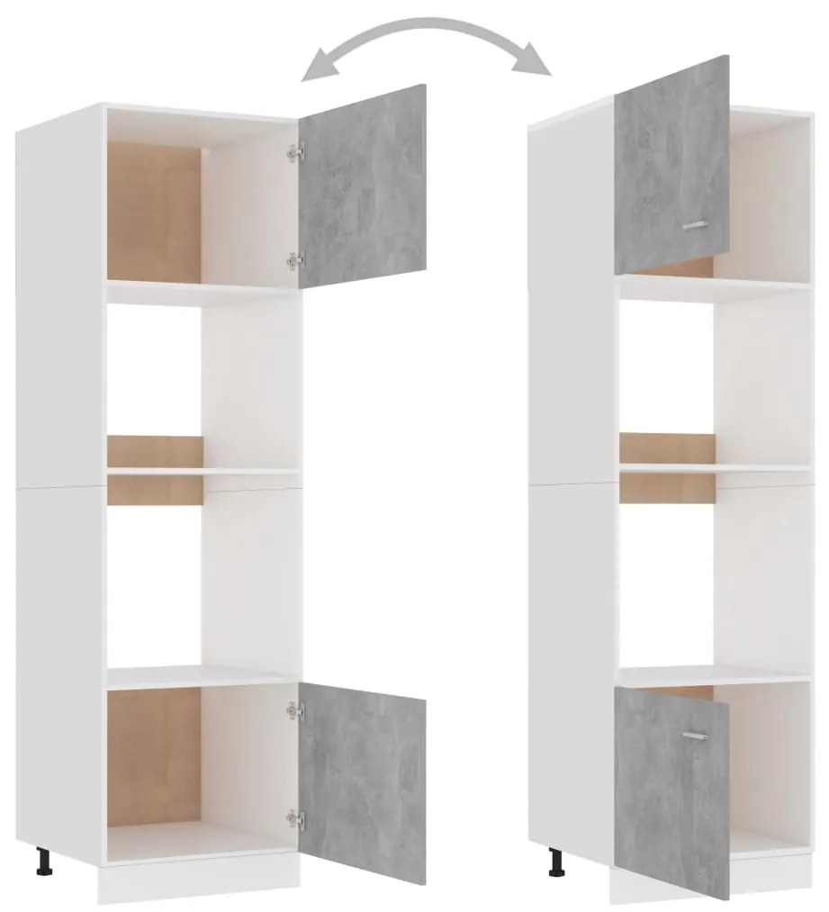 vidaXL Ντουλάπι Φούρνου Μικροκυμάτων Γρκι Σκυρ. 60x57x207εκ Επεξ Ξύλο