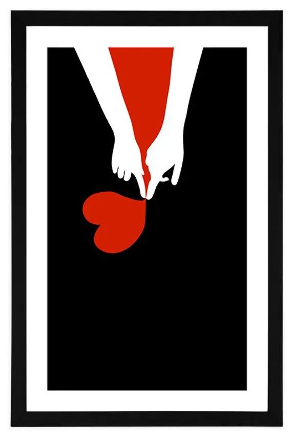Αφίσα με πασπαρτού Ένωση δύο καρδιών - 20x30 silver