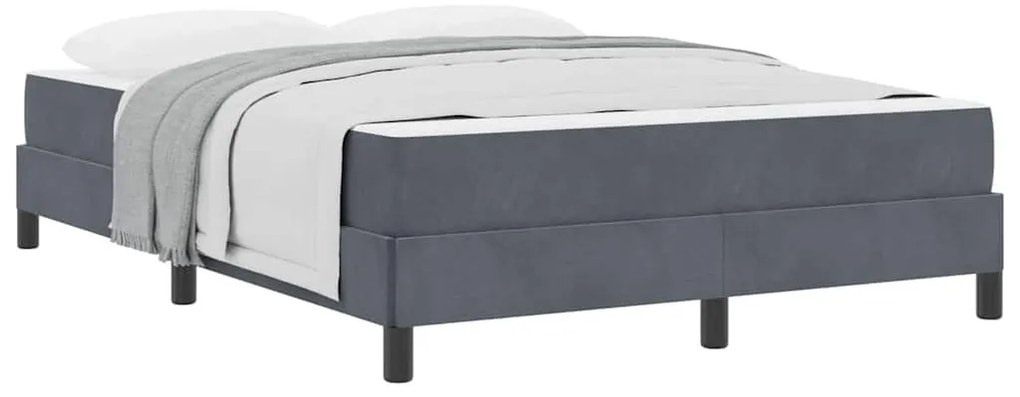 vidaXL Κρεβάτι box spring με στρώμα Σκούρο Γκρι 140 x 190 cm Βελούδο