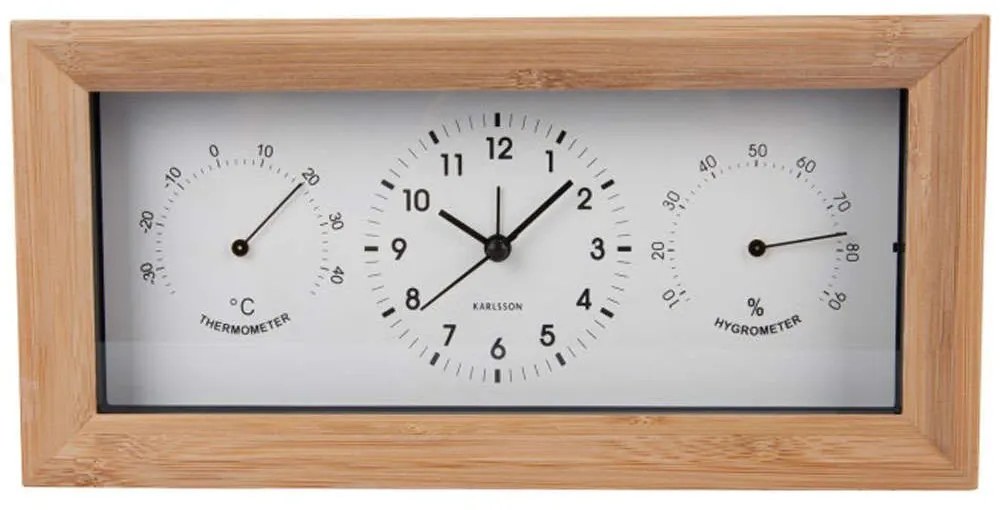 Ρολόι Επιτραπέζιο - Ξυπνητήρι Neat KA5925WH 26x5,4x12,8cm Natural-White Karlsson Bamboo