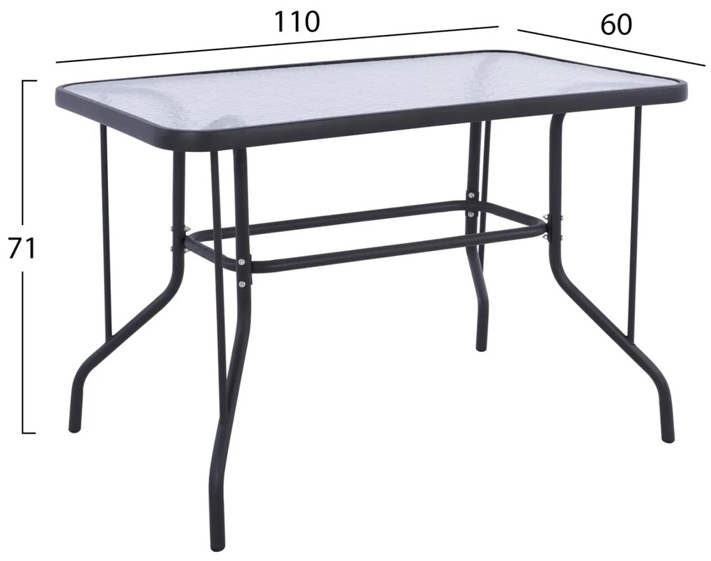 Σετ κήπου Τραπεζαρία HM5189.02 5 τεμ Μεταλλικό Γκρί με Τραπέζι 110x60x71 εκ. &amp; 4 Καρέκλες