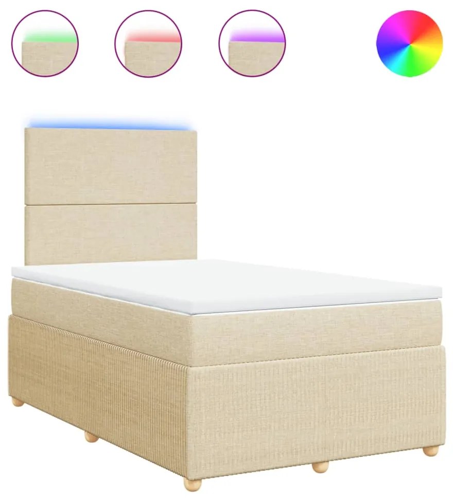 vidaXL Κρεβάτι Boxspring με Στρώμα Κρεμ 120x190 εκ. Υφασμάτινο