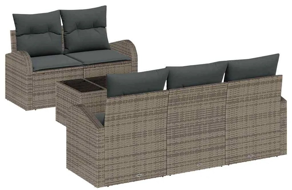 vidaXL Σετ Καναπέ Κήπου 6 pcs Γκρι 55 x 55 x 37 εκ Πολυ ράταν