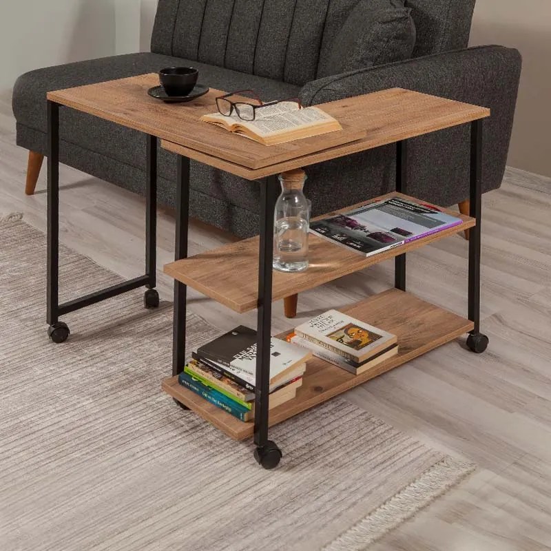 Τραπεζάκι βοηθητικό Frenk Megapap πολυμορφικό χρώμα atlantic pine 76x30x66εκ.