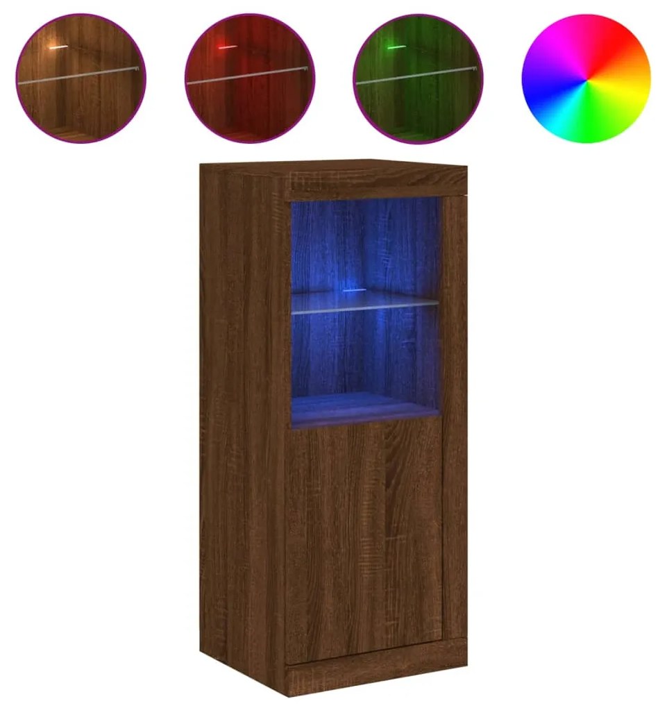 vidaXL Μπουφές με Φώτα LED Καφέ Δρυς 41 x 37 x 100 εκ.