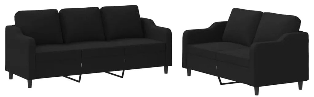 vidaXL Πολυθρόνες Σετ 2 Τεμαχίων Μαύρες από Ύφασμα με Μαξιλάρια