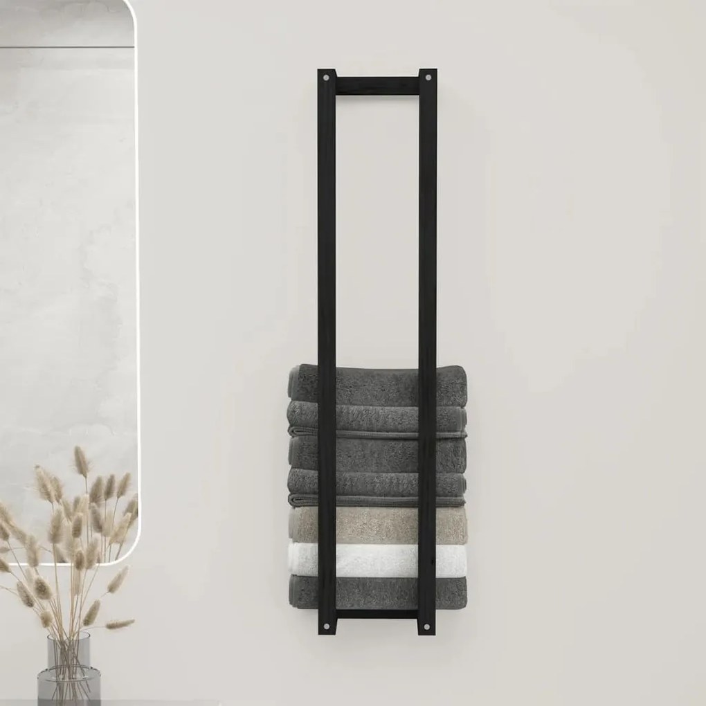 vidaXL Πετσετοκρεμάστρα Μαύρο 23x18x110 εκ. από Μασίφ Ξύλο Πεύκου