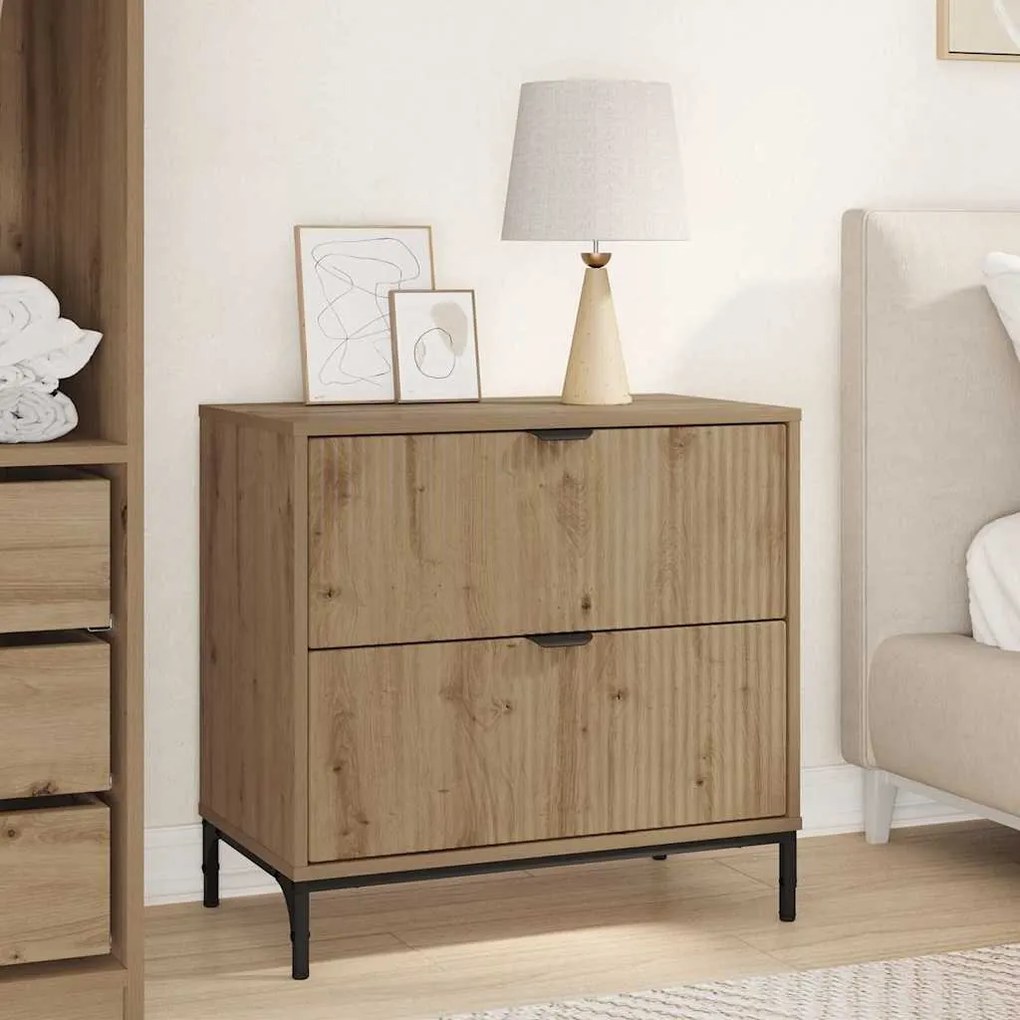 vidaXL Κομοδίνο artisan δρυς 63.5 x 36 x 61 εκ Επεξεργασμένο ξύλο