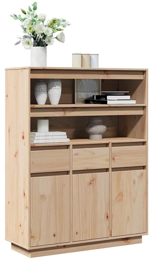 vidaXL Highboard 89x34x116,5 cm Μασίφ ξύλο πεύκο