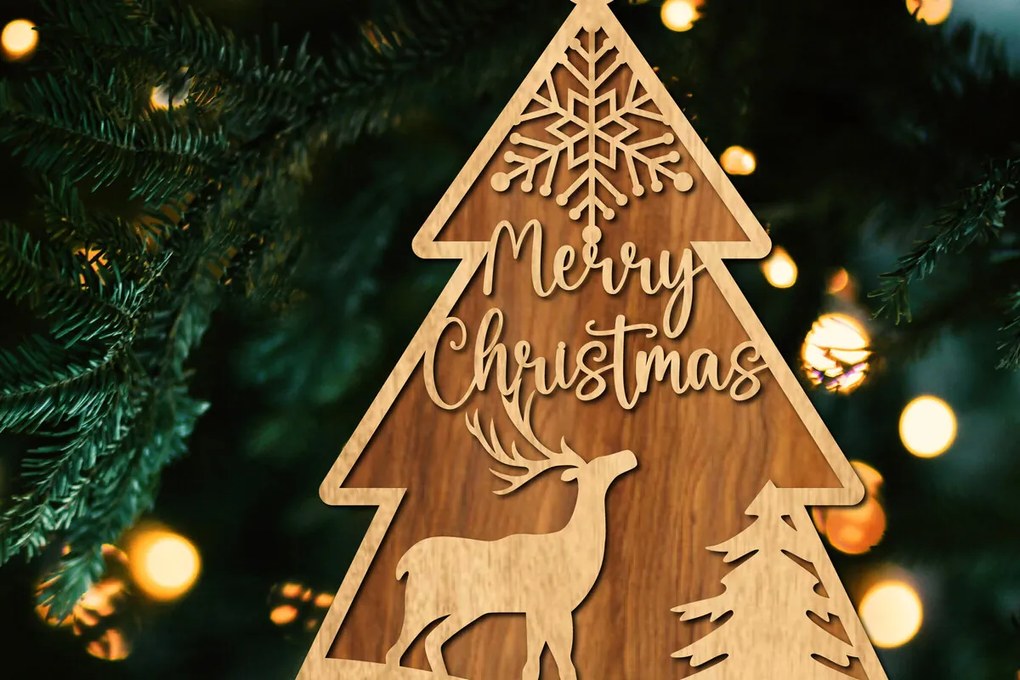 Σετ των 2 Intra απο ξύλο plywood  Χρώμα wenge 3mm-4mm πάχος - Στολίδι Χριστουγεννιάτικου Δέντρου με Δίασταση 6x6 cm INTRAFABR-72205370