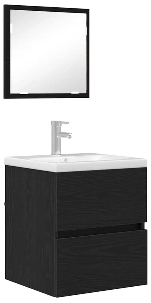vidaXL Ντουλάπι Μπάνιου με συρτάρι Μαύρη Οξυά 41 x 38.5 x 45 cm