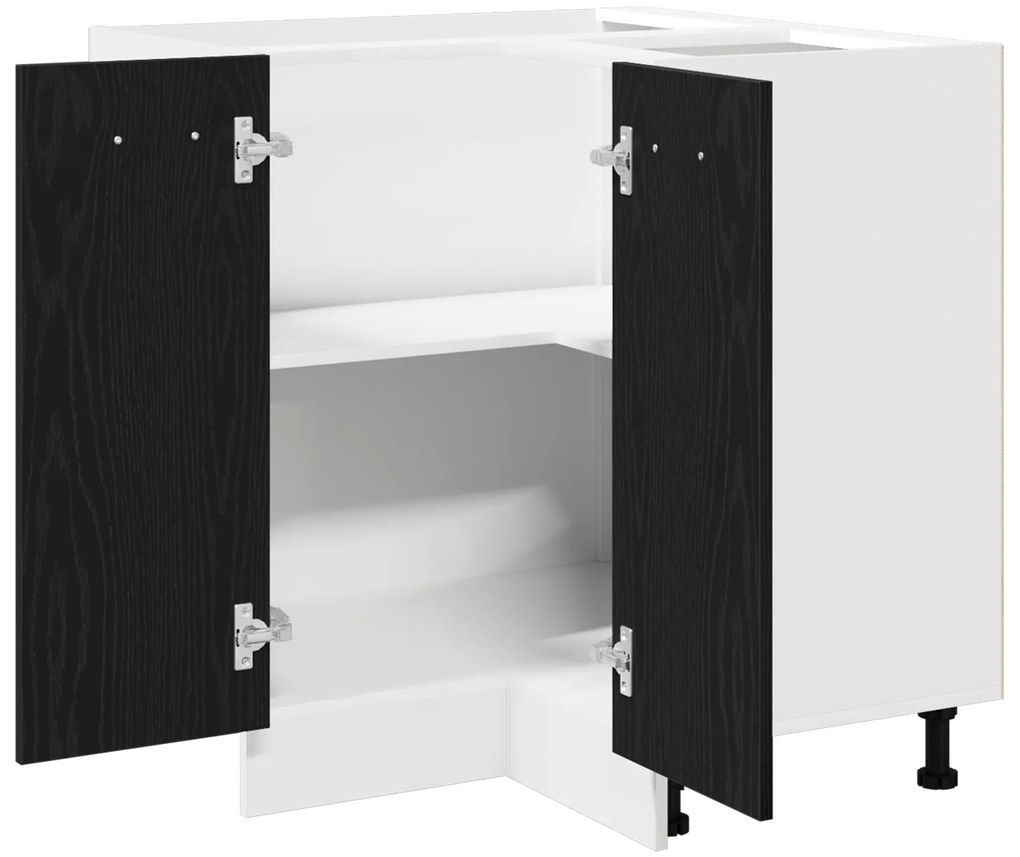 vidaXL Μαύρο Δρυς Γωνιακό Κάτω Ντουλάπι - 75.5 x 75.5 x 81.5 εκ, Φτιαγμένο από Επεξεργασμένο Ξύλο