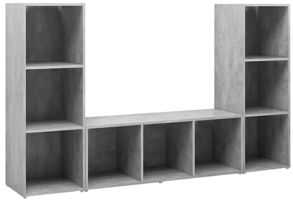 vidaXL Έπιπλα Τηλεόρασης 3 τεμ. Γκρι Σκυρ. 107x35x37 εκ. Μοριοσανίδα