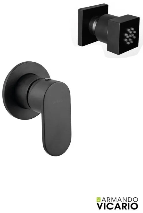 Armando Vicario SLIM Black Matt Jet επιτοίχιο Τετράγωνο +Μίκτης εντοιχισμού 1 εξόδου 500050-400