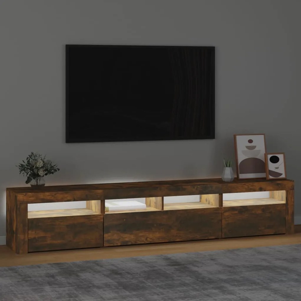 vidaXL Έπιπλο Τηλεόρασης με LED Καπνιστή Δρυς 210x35x40 εκ.