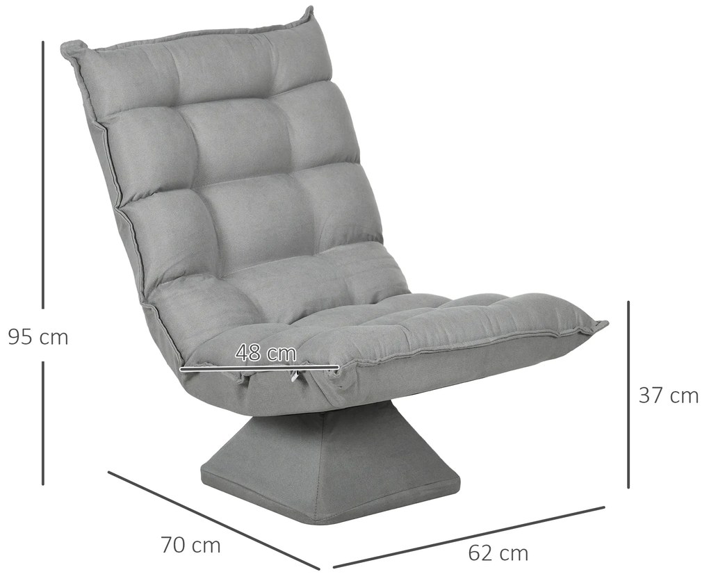 HOMCOM Πολυθρόνα ανάκλισης, περιστρεφόμενη, βελούδινη όψη, 62 cm x 70 cm x 95 cm, Ανοιχτό γκρι