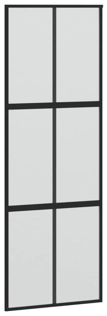 Συρόμενη Πόρτα Μαύρη 76 x 205 εκ. από Ψημένο Γυαλί / Αλουμίνιο - Μαύρο