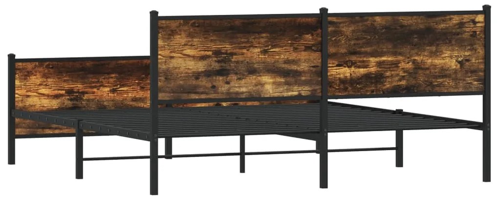 vidaXL Σκελετός Κρεβ. Χωρίς Στρώμα Καπνιστή Δρυς 183x213 εκ. Μεταλλικό