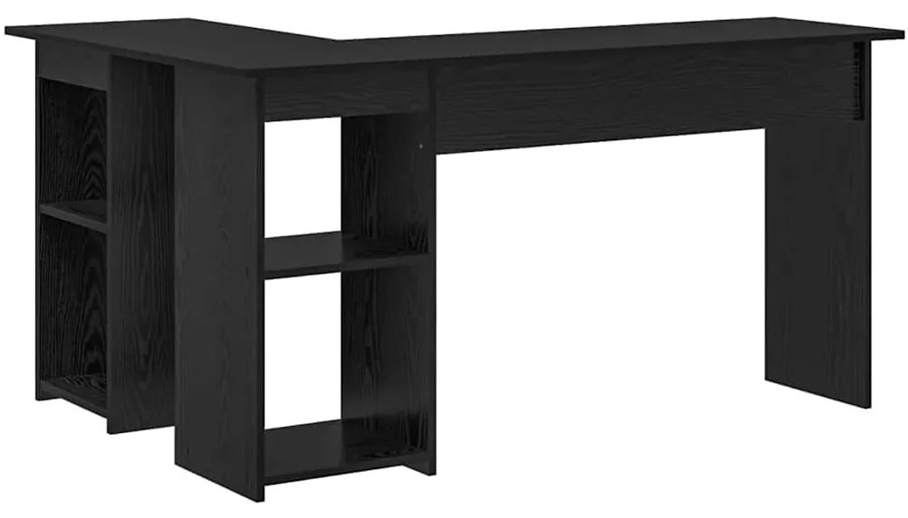 vidaXL Γραφείο με ράφι Μαύρη Οξυά 142 x 102 x 73 εκ Επεξεργασμένο ξύλο