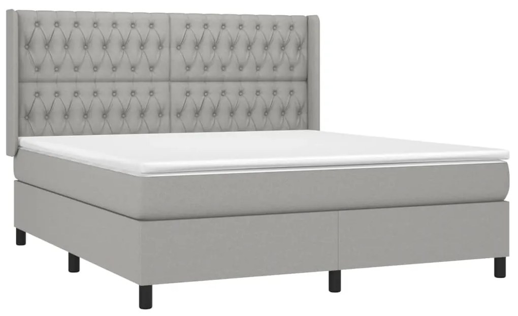 Κρεβάτι Boxspring με Στρώμα &amp; LED Αν.Γκρι 180x200εκ. Υφασμάτινο - Γκρι