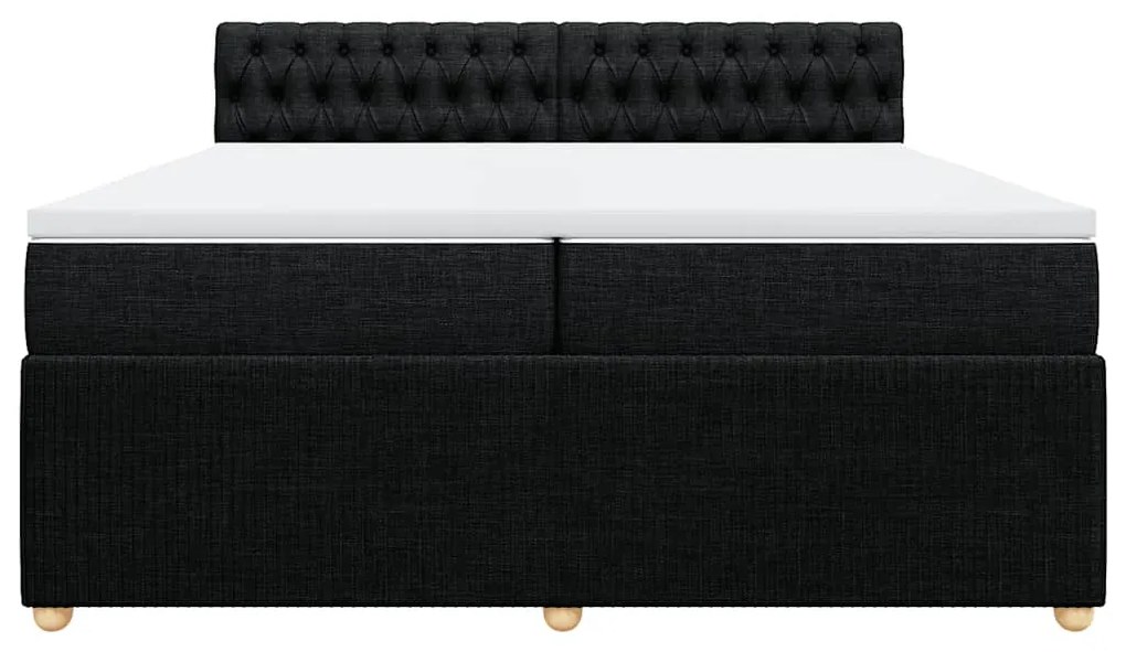 vidaXL Κρεβάτι Boxspring με Στρώμα Μαύρο 200x200 εκ. Υφασμάτινο