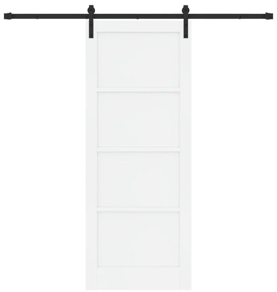 vidaXL Συρόμενη Θύρα με Σετ Υλικών Λευκή 83x211 cm Συμπαγές Ξύλο Πεύκου