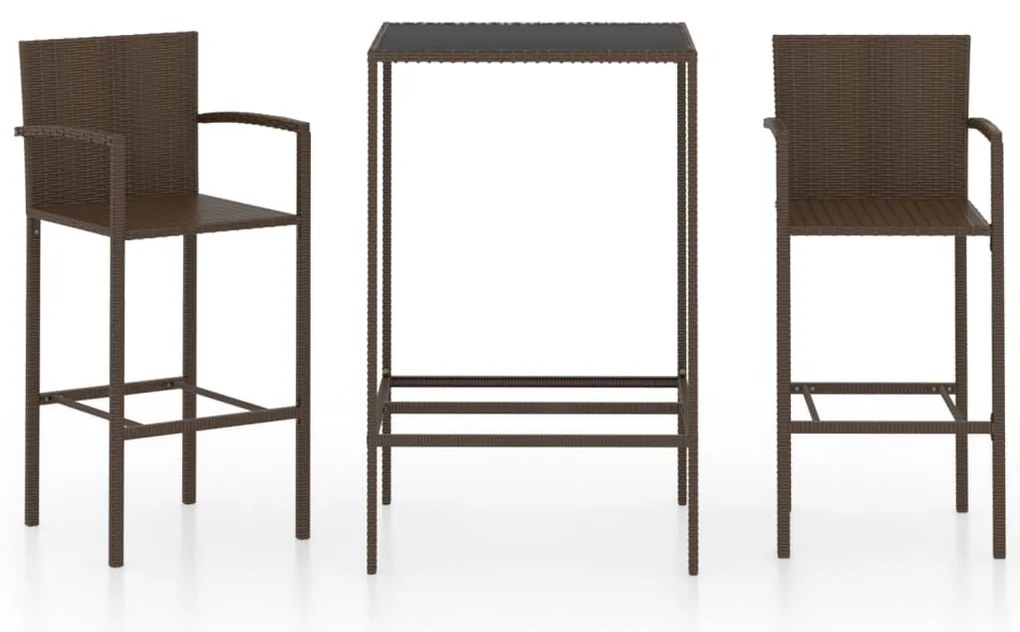 vidaXL Σετ Επίπλων Μπαρ Κήπου 3 Τεμαχίων Καφέ από Συνθετικό Ρατάν