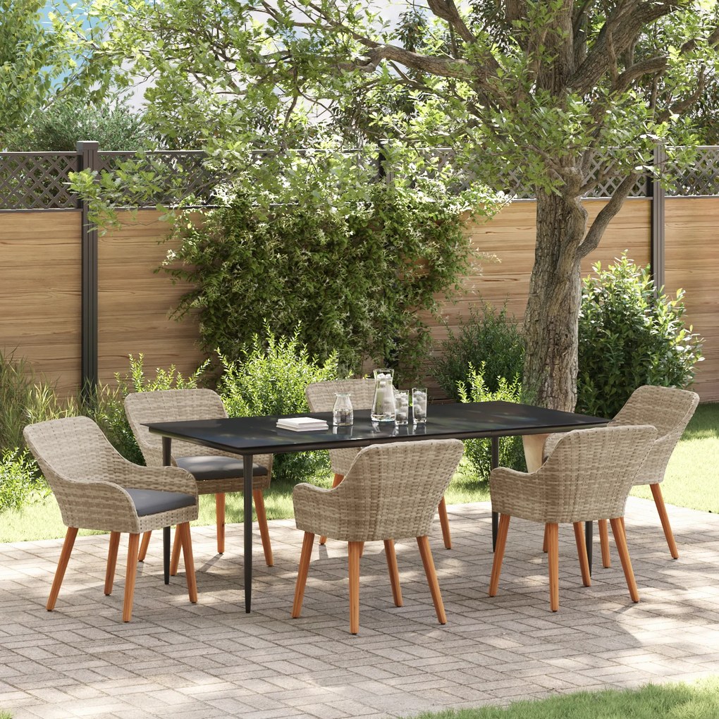 vidaXL Σετ τραπεζαρίας 7 pcs Ανοιχτό γκρι και Μαύρο Large
