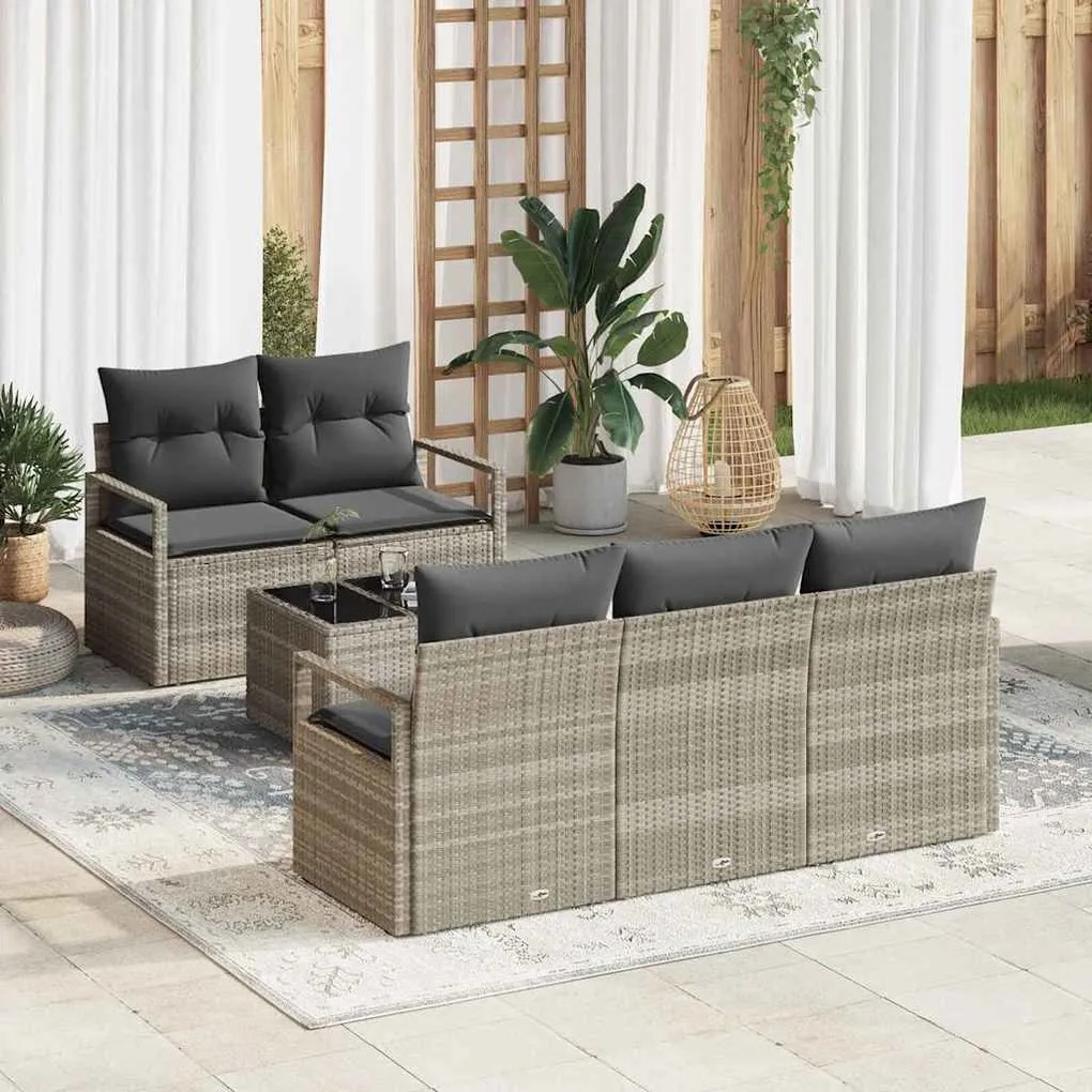 vidaXL Σετ Καναπέ Κήπου 6 pcs Ανοιχτό γκρι 55 x 55 x 37 εκ