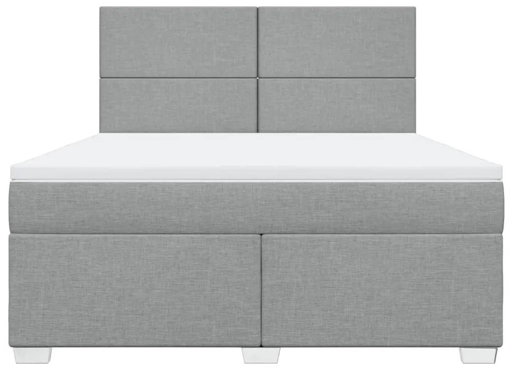 Κρεβάτι Boxspring με Στρώμα Ανοιχτό Γκρι 180x200 εκ. Υφασμάτινο - Γκρι