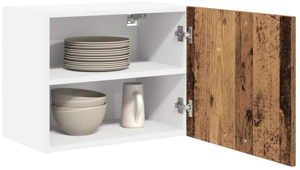 vidaXL Κρεμαστό ντουλάπι 2 pcs Παλαιό Ξύλο και Λευκό 50 x 31 x 40 εκ.