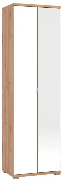 Έπιπλο Εισόδου με Καθρέφτη Tenerife P2 OG Artisan Oak - Λευκό Βαμμένο Γυαλί 58x40x193 εκ. 58x40x193 εκ.